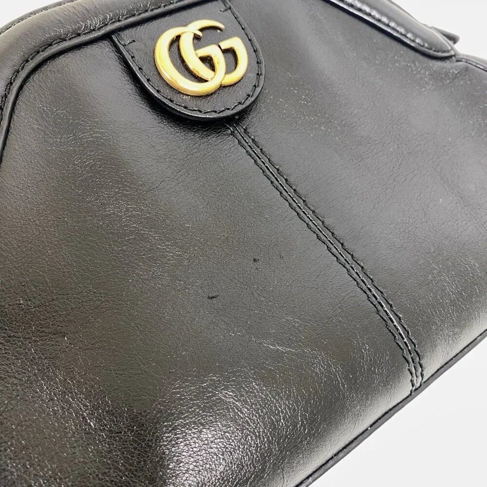 GUCCI Authentic Black Leather GG Marmont Shoulder Bag - Picture 7 of 16